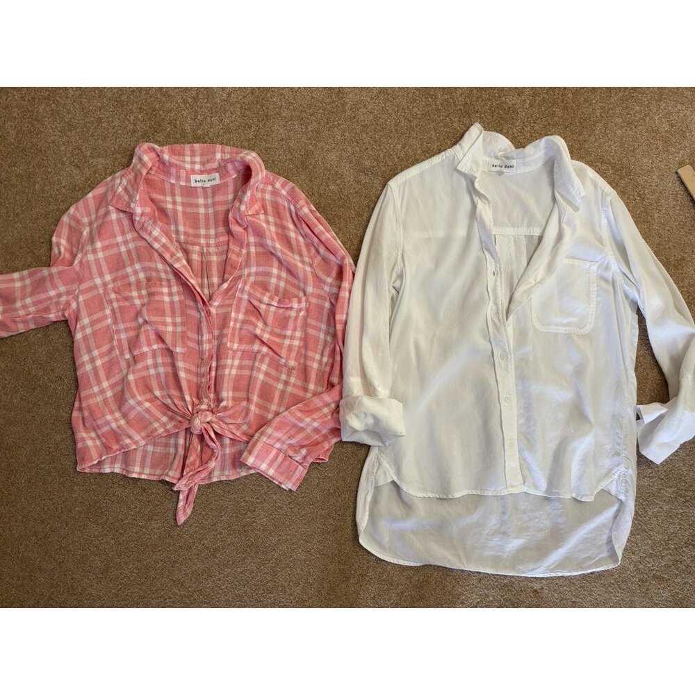 (2) BELLA DAHL Lot Pink White Buttoned Shirt Sz S Shirts Button Down